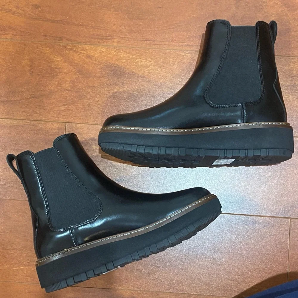 Clarks Orianna Up Black Leather Pull On Chunky Boots 8.5 - Picture 8 of 10